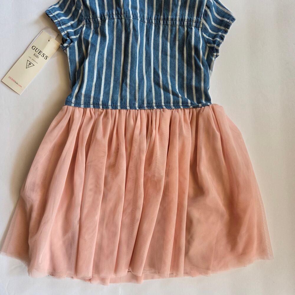 Guess Short Sleeve Denim Tulle Dress Size 4T - Picture 8 of 10